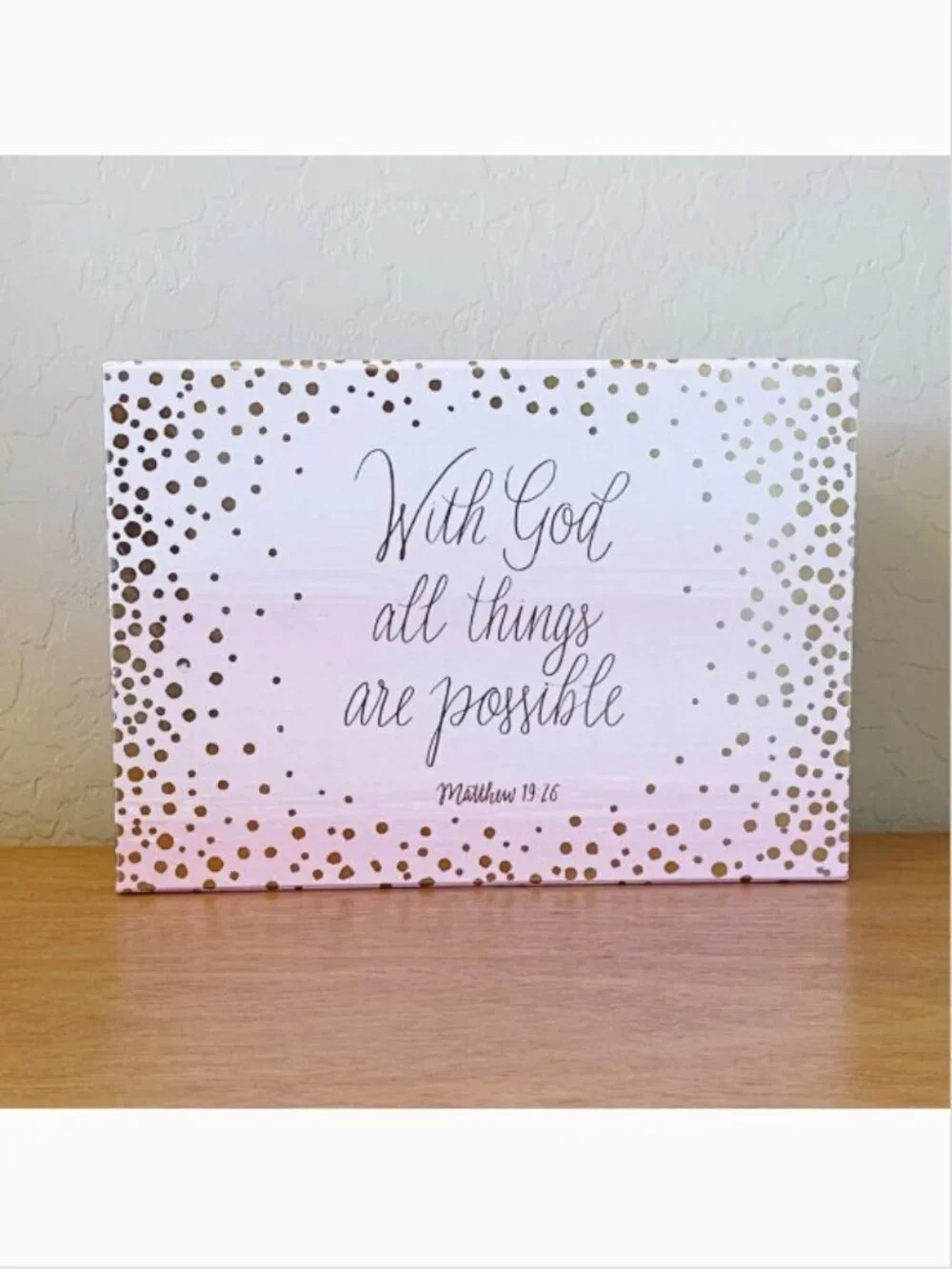 Decorative Storage Box With God All Things Are Possible Matthew 19 26 Pink Gold